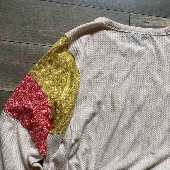Forever 21 || Boho Floral Patchwork Waffle Knit Top Size L - Picture 10 of 12